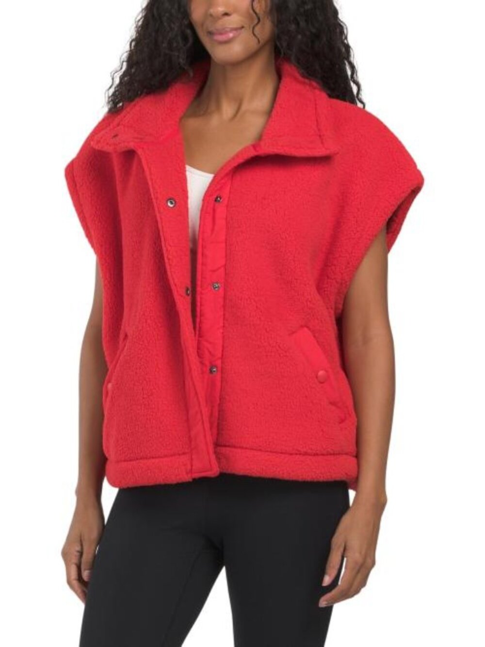ASPEN Fleece Vest With Pockets And Woven Trim